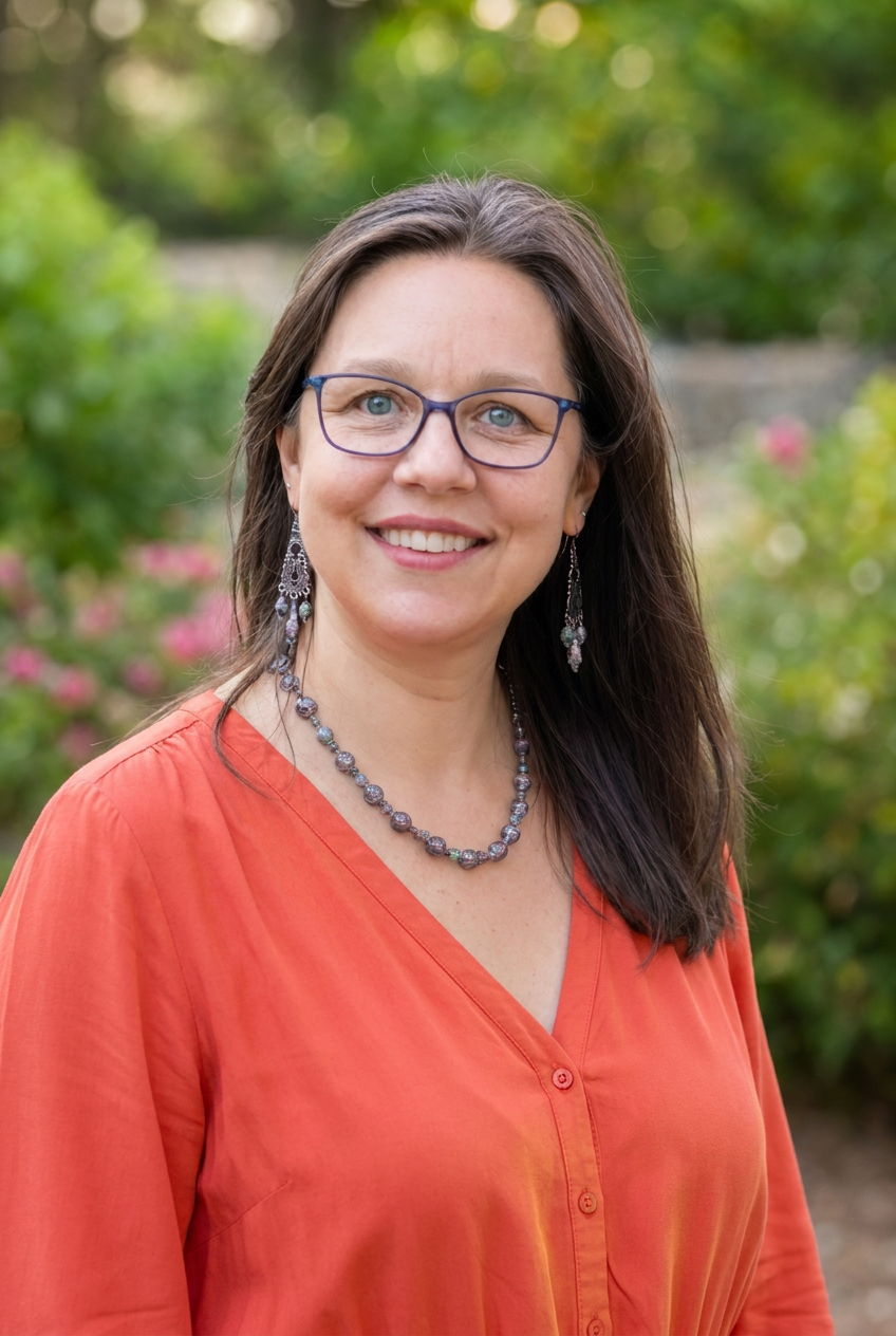 Portrait of Dr. Erika A. Taylor smiling outdoors in a garden